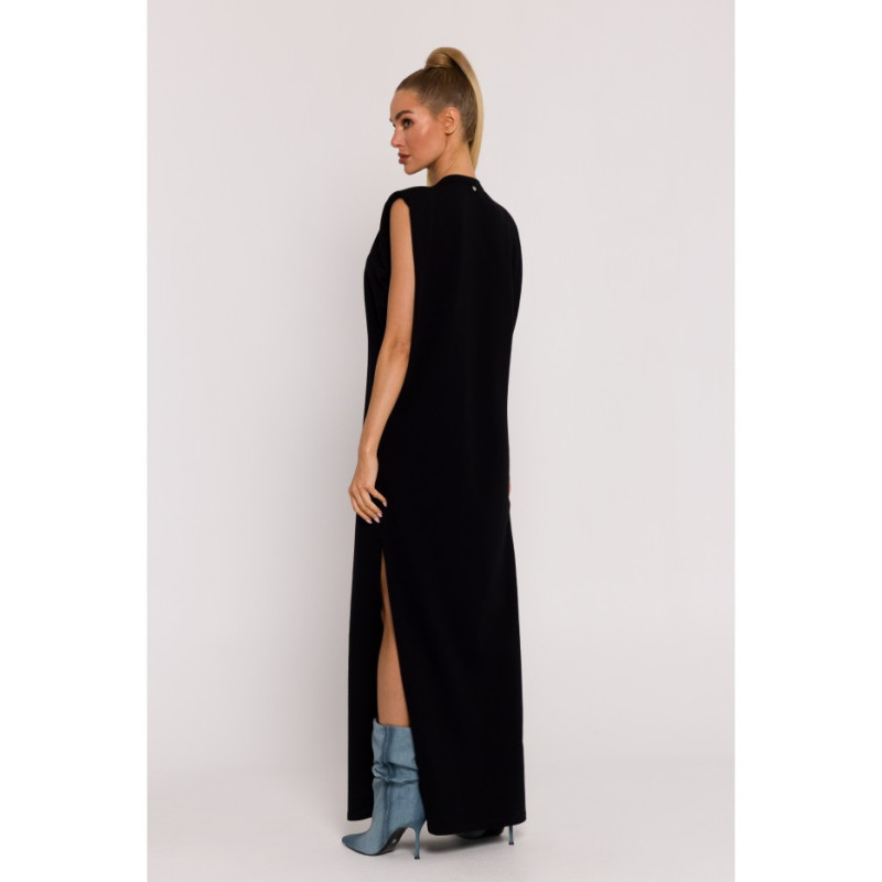 M790 Maxi dress with shoulder pads - black