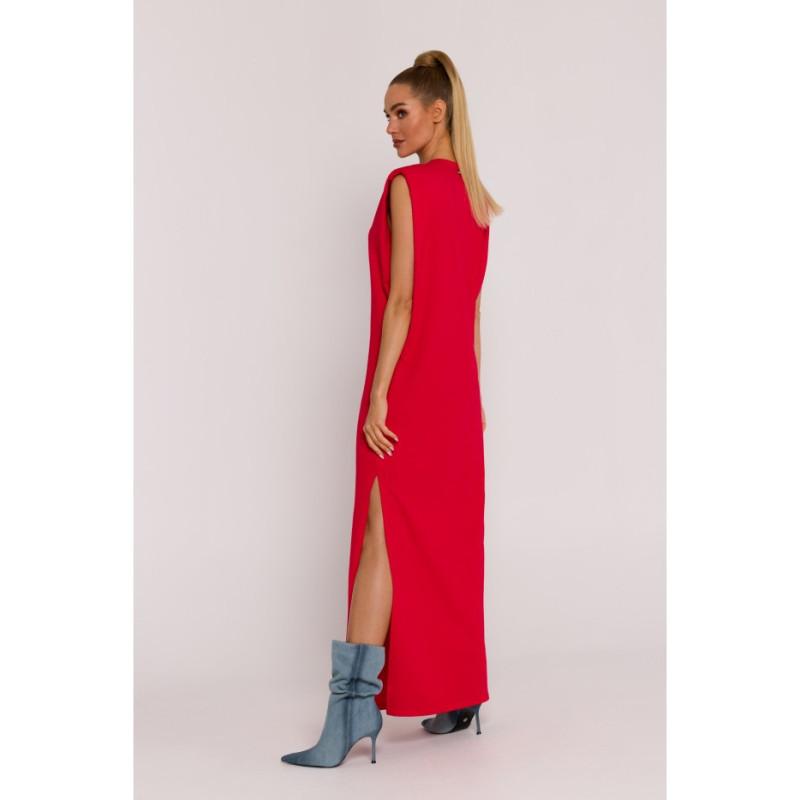 M790 Maxi dress with shoulder pads - red