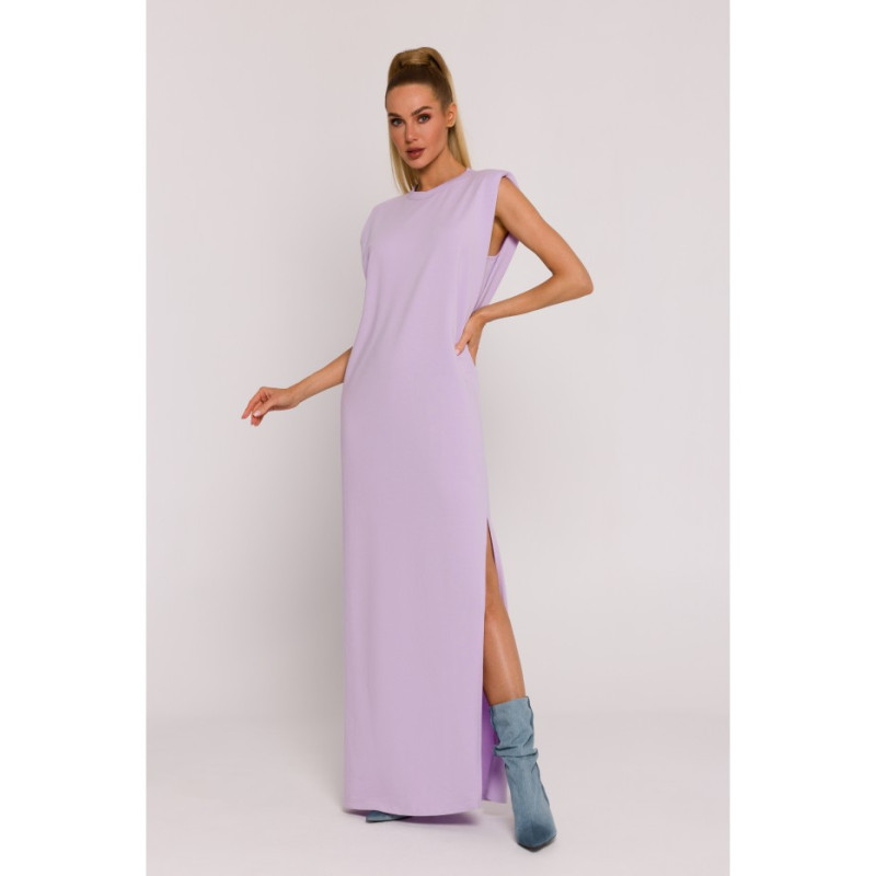 M790 Maxi dress with shoulder pads - violet