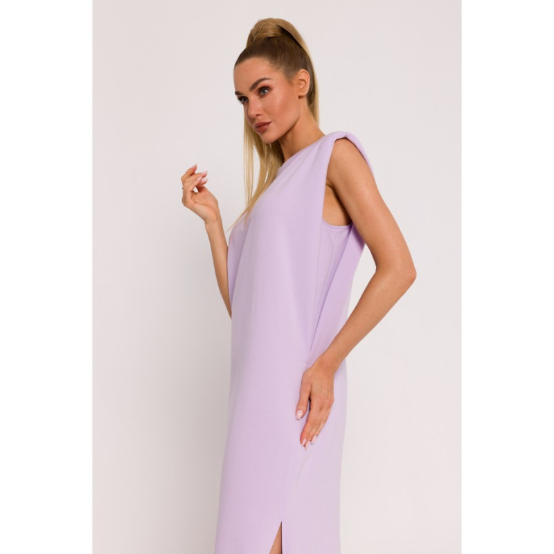 M790 Maxi dress with shoulder pads - violet