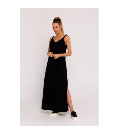 M791 Maxi dress with deep back neckline - black