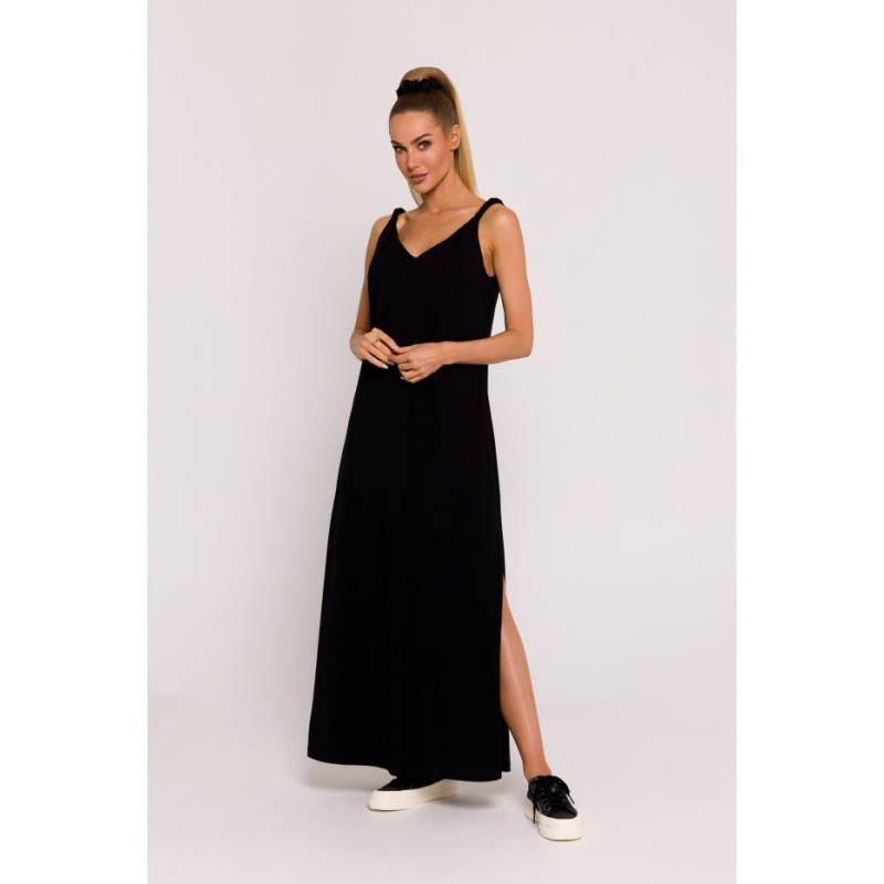 M791 Maxi dress with deep back neckline - black