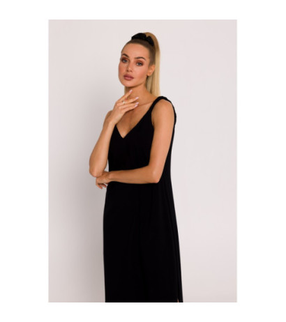 M791 Maxi dress with deep back neckline - black