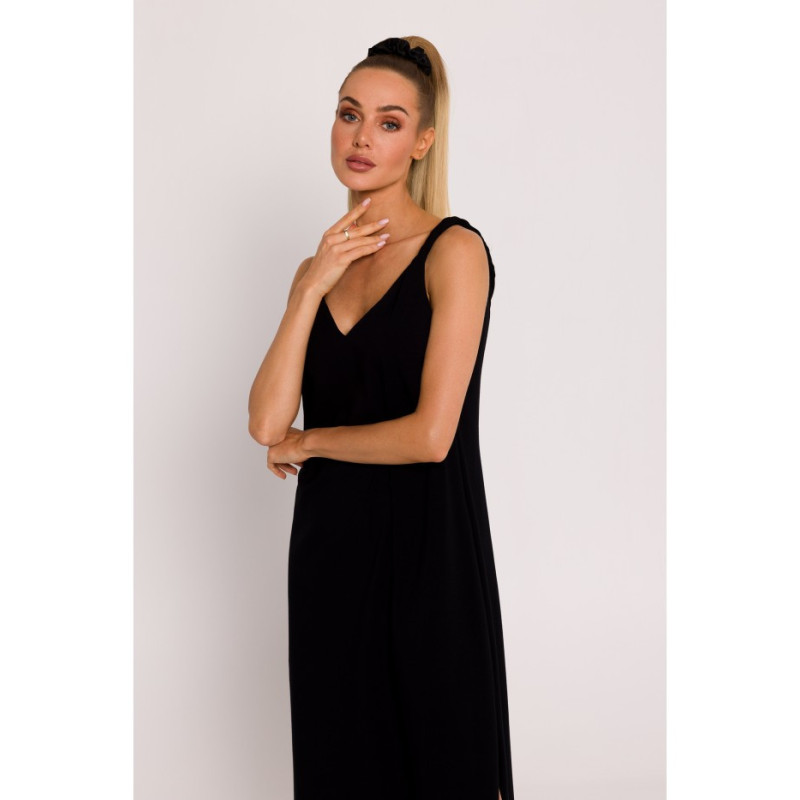 M791 Maxi dress with deep back neckline - black