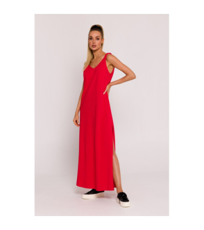 M791 Maxi dress with deep back neckline - red