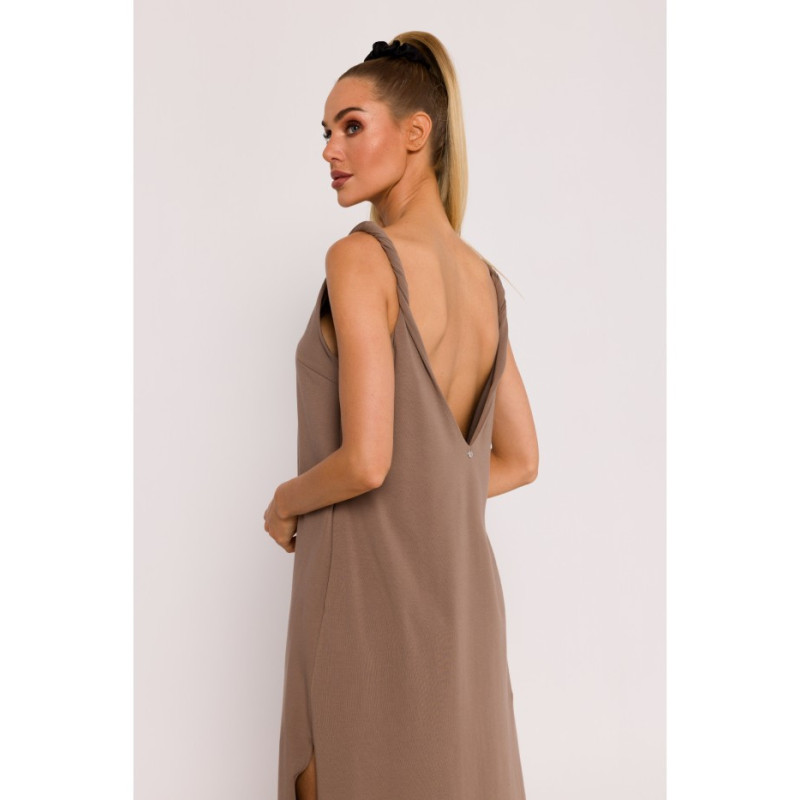 M791 Maxi dress with deep back neckline - cocoa