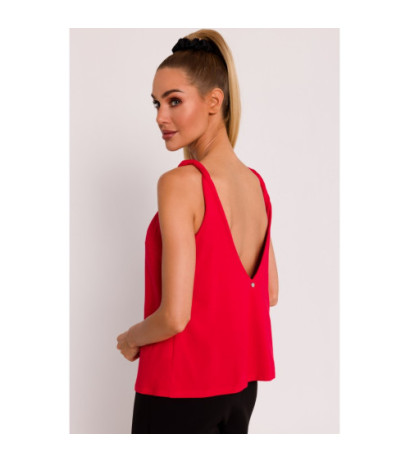 M792 Blouse with deep neckline on the back - red