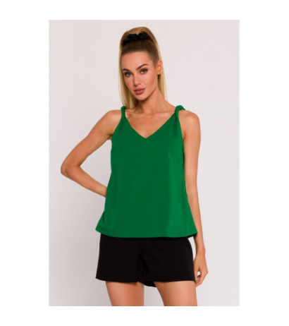 M792 Blouse with deep back neckline - juicy green