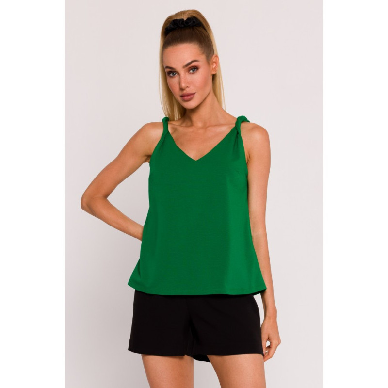 M792 Blouse with deep back neckline - juicy green