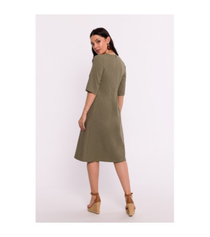 B280 Trapeze dress with V neckline - olive green