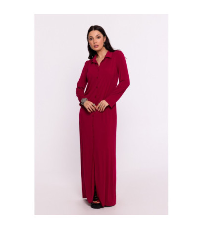 B285 Viscose button-down dress - maroon