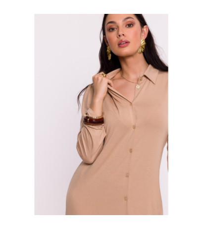 B285 Viscose button-down dress - cappuccino