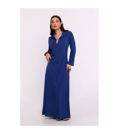 B285 Viscose button-down dress - blue