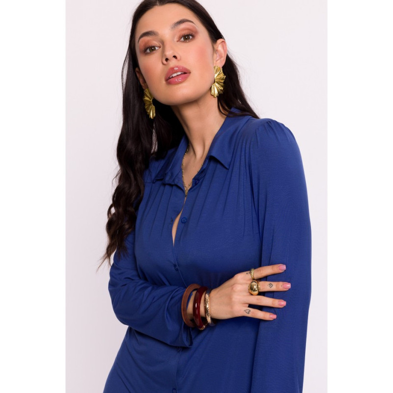 B285 Viscose button-down dress - blue