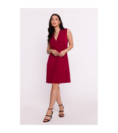 B286 Viscose dress with overlap short - burgundy