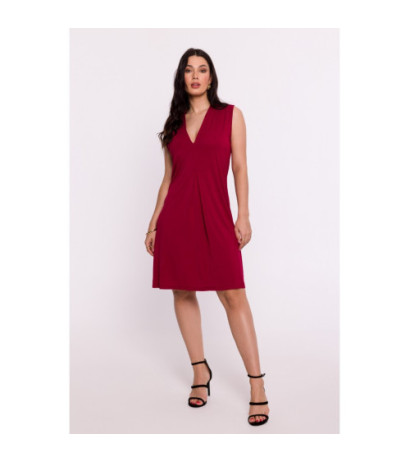 B286 Viscose dress with overlap short - burgundy