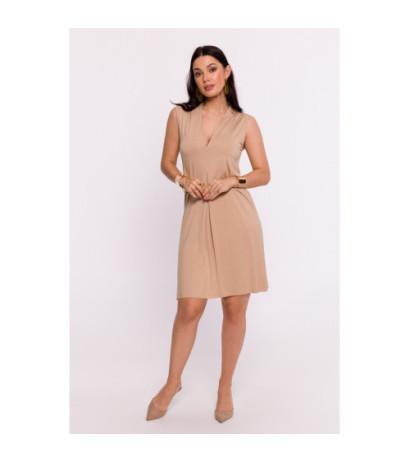 B286 Viscose dress with overlap short - cappuccino