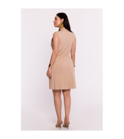 B286 Viscose dress with overlap short - cappuccino