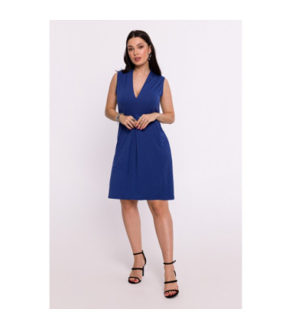 B286 Viscose dress with overlap short - blue