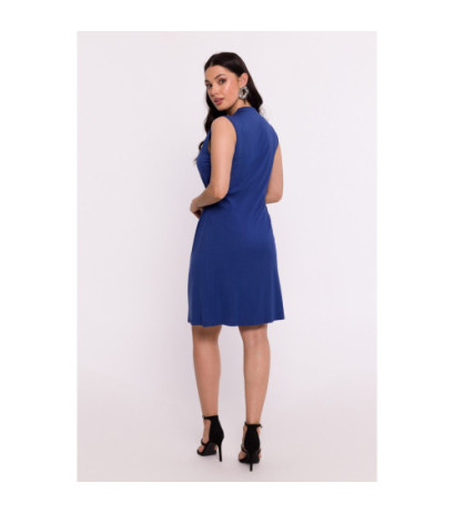 B286 Viscose dress with overlap short - blue