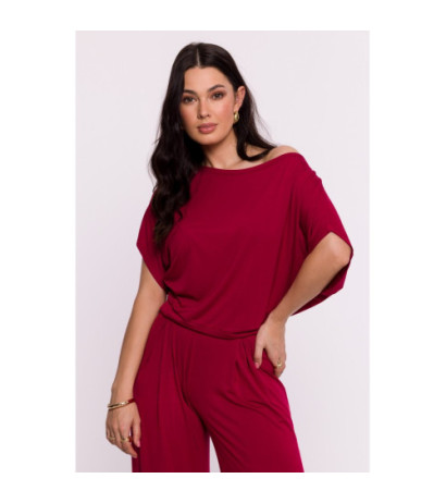 B287 Viscose bat blouse - maroon