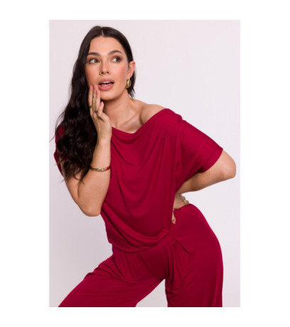 B287 Viscose bat blouse - maroon