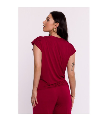 B288 Overlap viscose blouse - maroon