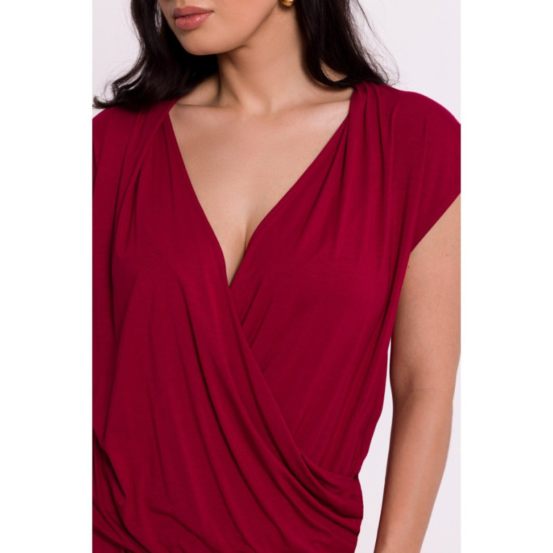 B288 Overlap viscose blouse - maroon