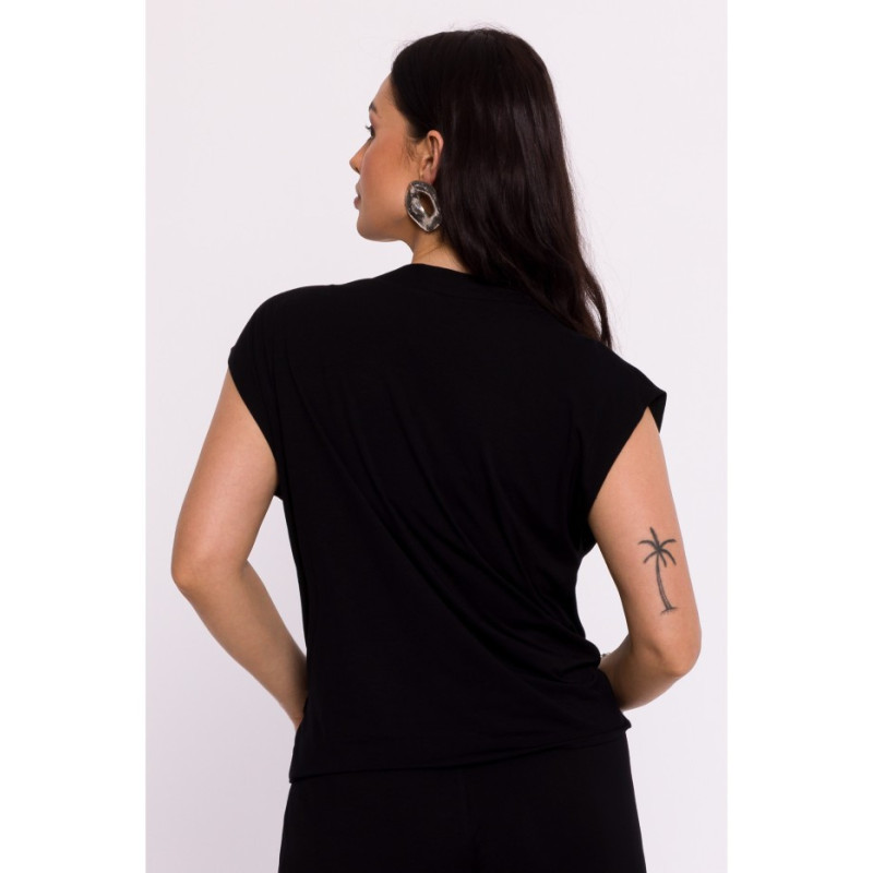 B288 Overlap viscose blouse - black