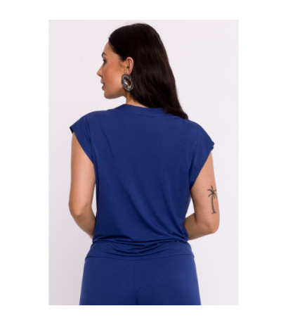 B288 Overlap viscose blouse - blue