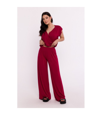 B289 Viscose pants with pleat - maroon