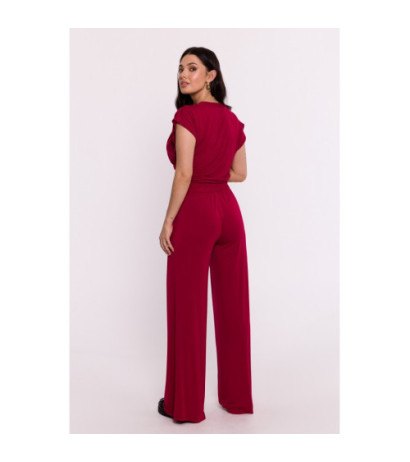 B289 Viscose pants with pleat - maroon