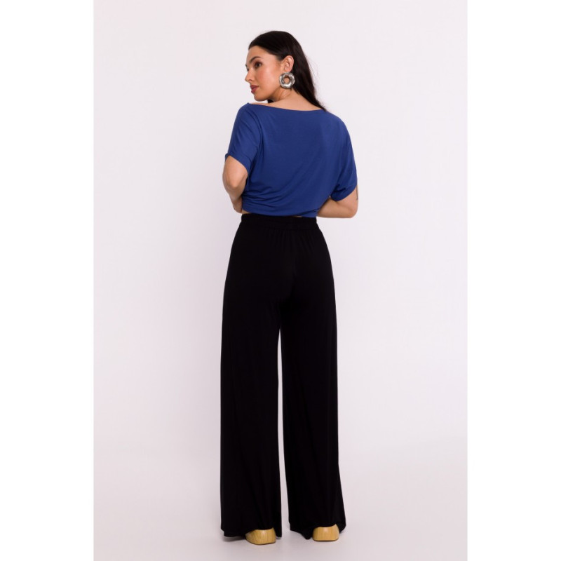 B289 Viscose pants with overlap - black