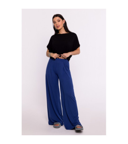 B289 Viscose pants with pleat - blue