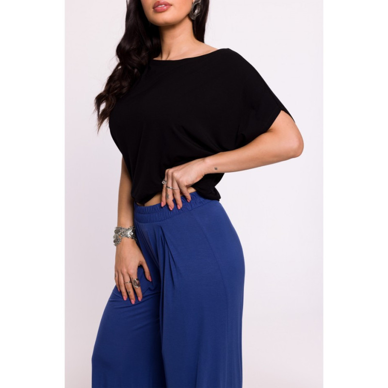 B289 Viscose pants with pleat - blue