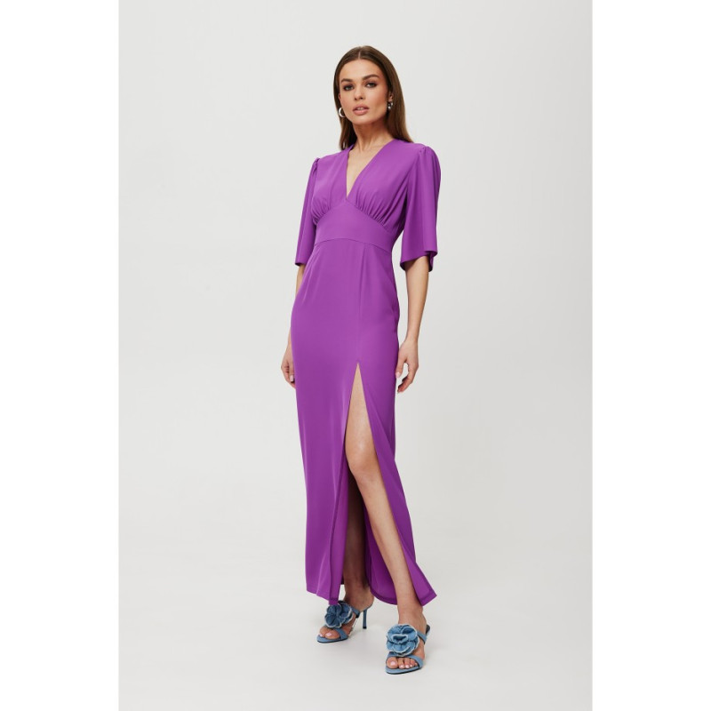 K183 Maxi dress with leg slit - lavender