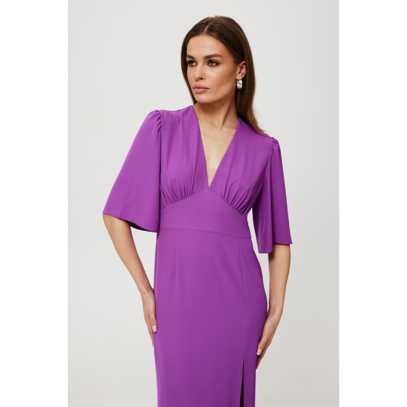 K183 Maxi dress with leg slit - lavender