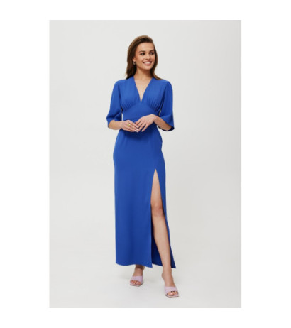 K183 Maxi dress with leg slit - blue