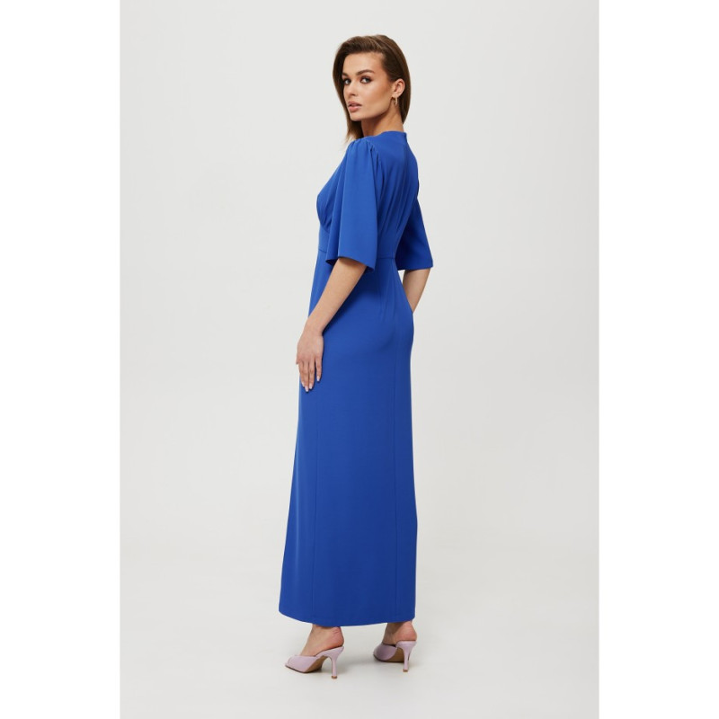 K183 Maxi dress with leg slit - blue