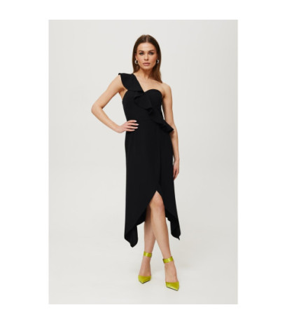 K185 One shoulder ruffle dress - black