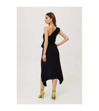 K185 One shoulder ruffle dress - black