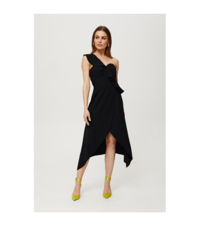 K185 One shoulder ruffle dress - black