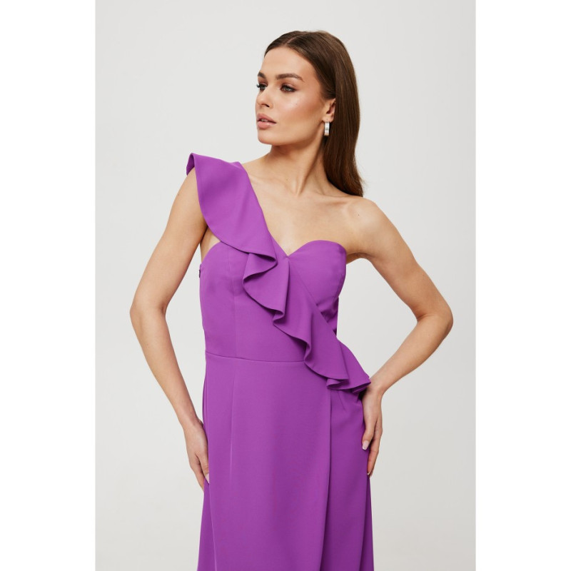 K185 One shoulder ruffle dress - lavender