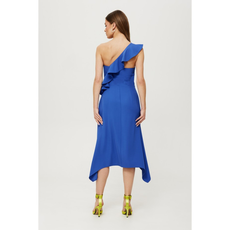 K185 One shoulder ruffle dress - blue