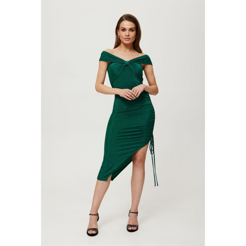 K187 Metallic pull-on side dress - emerald