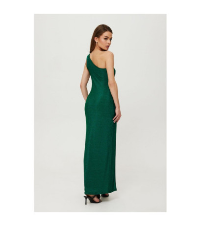 K189 Metallic maxi dress with a teardrop neckline - emerald