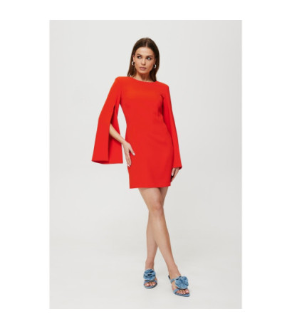 K190 Dress with slit sleeves - coral