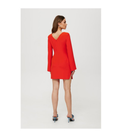 K190 Dress with slit sleeves - coral