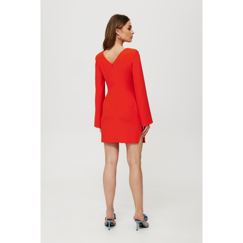 K190 Dress with slit sleeves - coral