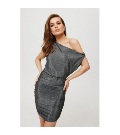 K192 Metallic mini dress with ruffled bottom - silver